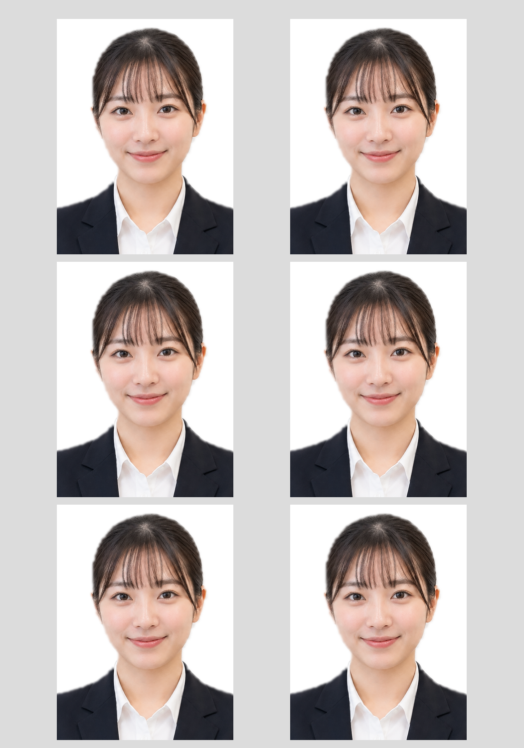 Lサイズに配置された証明写真の生成例
